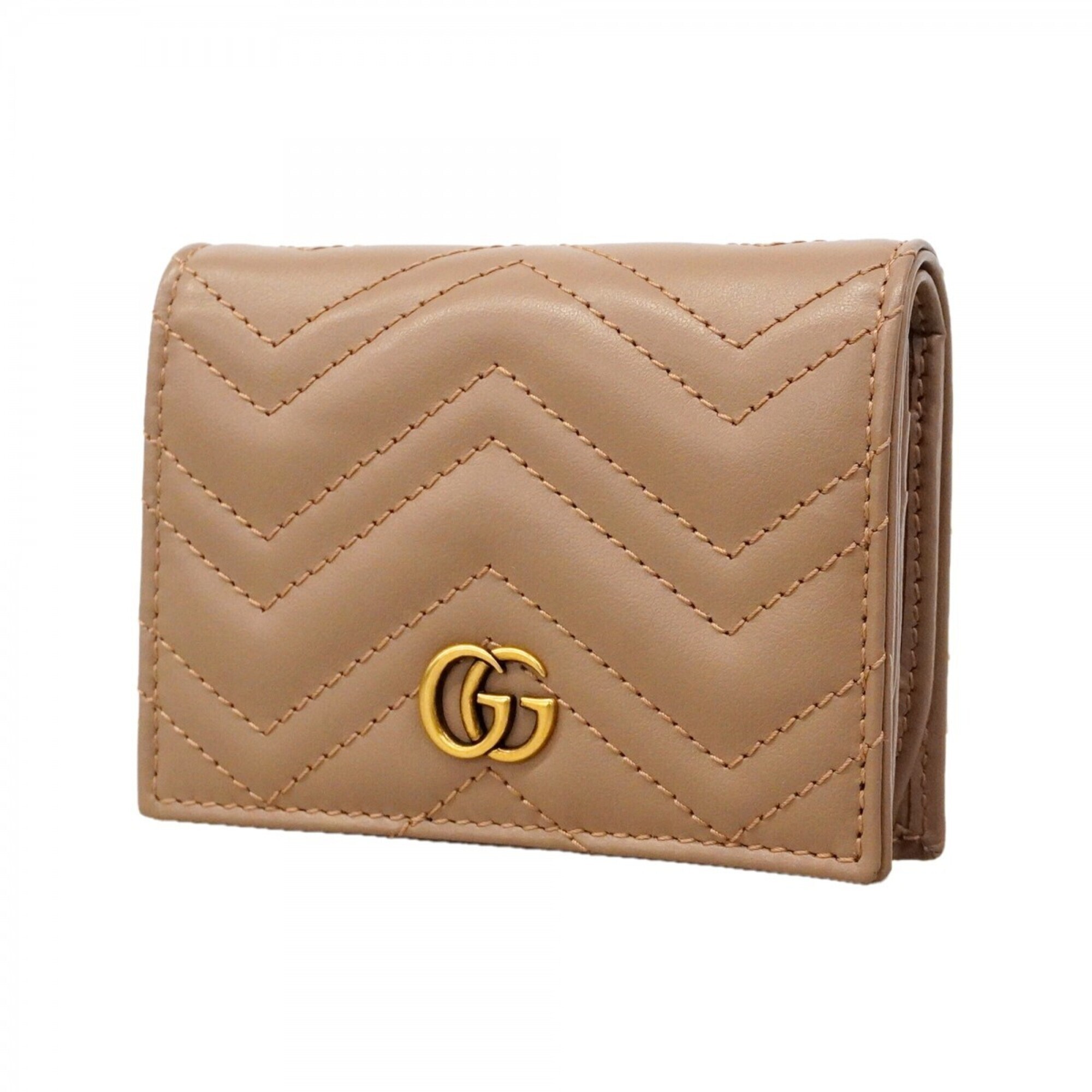Gucci Gg Marmont Wallet 466492 Leather Pink Beige Women's